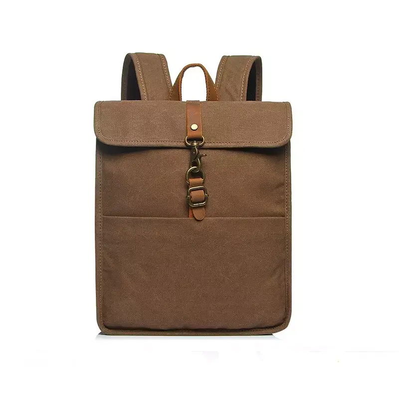 High Quality Adventure College Logo Branded Unisex 15.6 Eco Friendly Vintage Laptop Bag Canvas Backpack
