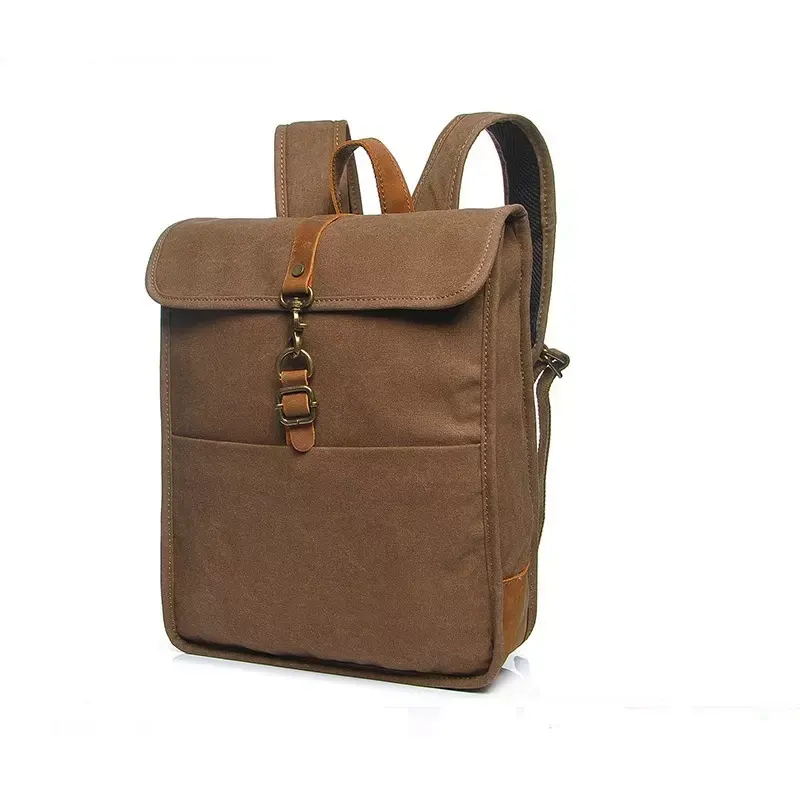 High Quality Adventure College Logo Branded Unisex 15.6 Eco Friendly Vintage Laptop Bag Canvas Backpack