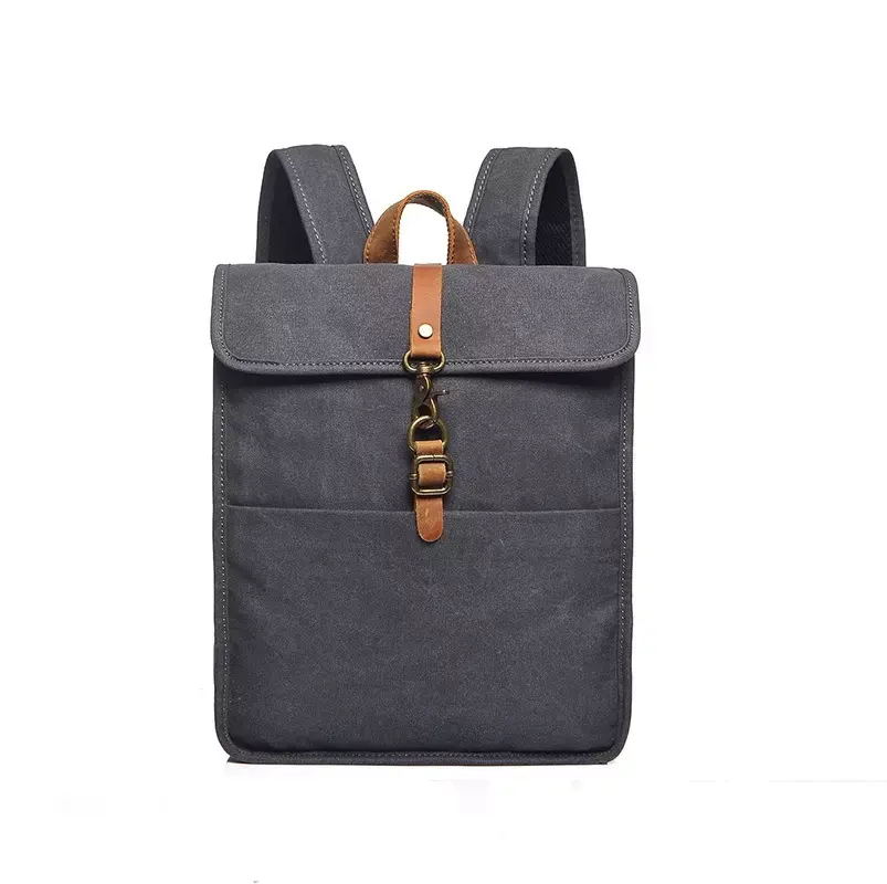 High Quality Adventure College Logo Branded Unisex 15.6 Eco Friendly Vintage Laptop Bag Canvas Backpack