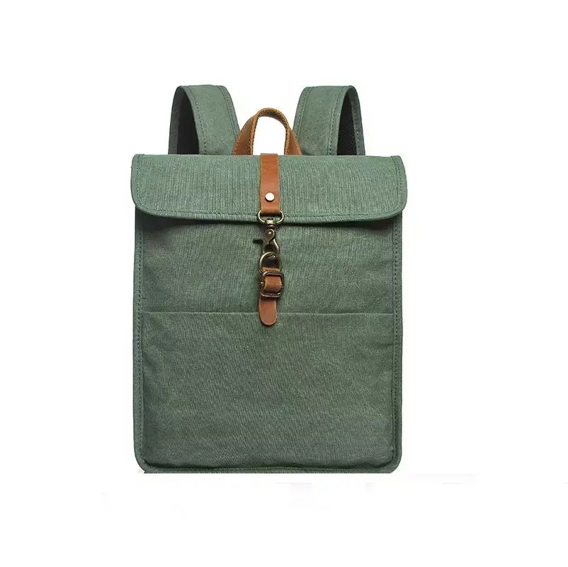 High Quality Adventure College Logo Branded Unisex 15.6 Eco Friendly Vintage Laptop Bag Canvas Backpack