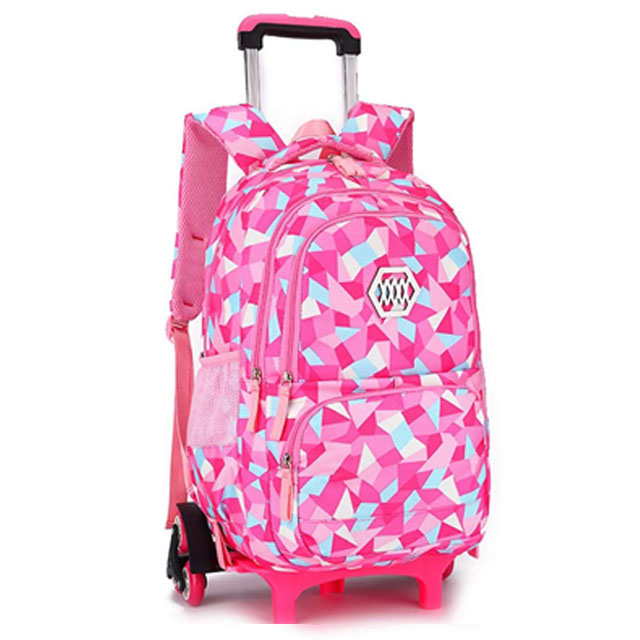 Girls Wheeled Backpack Adorable Trolley School Bag for Primary School Middle School Students