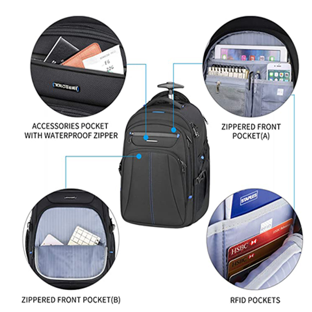 Roller Case Premium Wheeled Rolling Backpack 