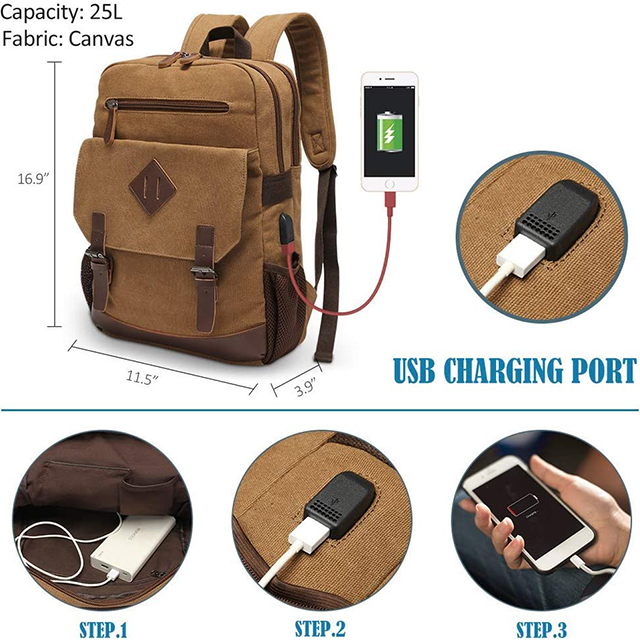 Vintage Rucksack Fits Most 15.6 Inch Laptop