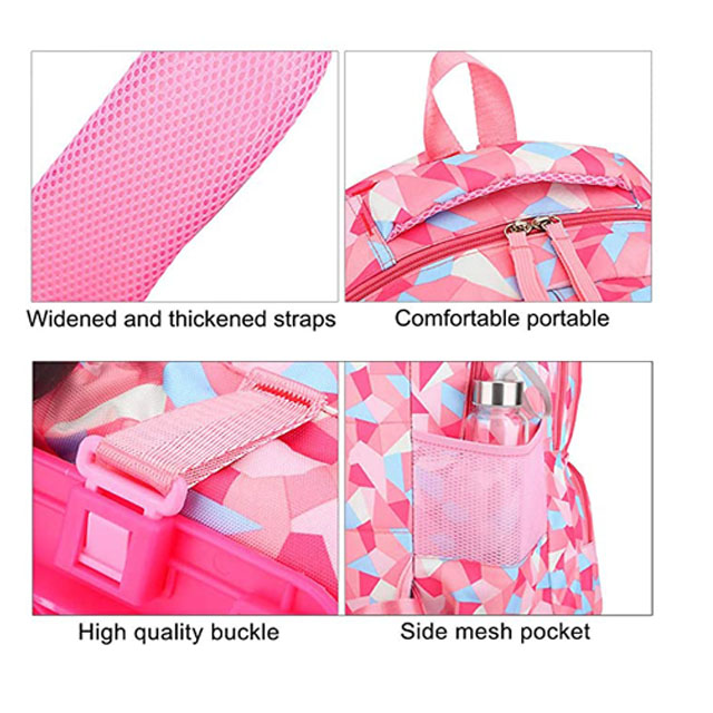 Girls Wheeled Backpack Adorable Trolley School Bag for Primary School Middle School Students
