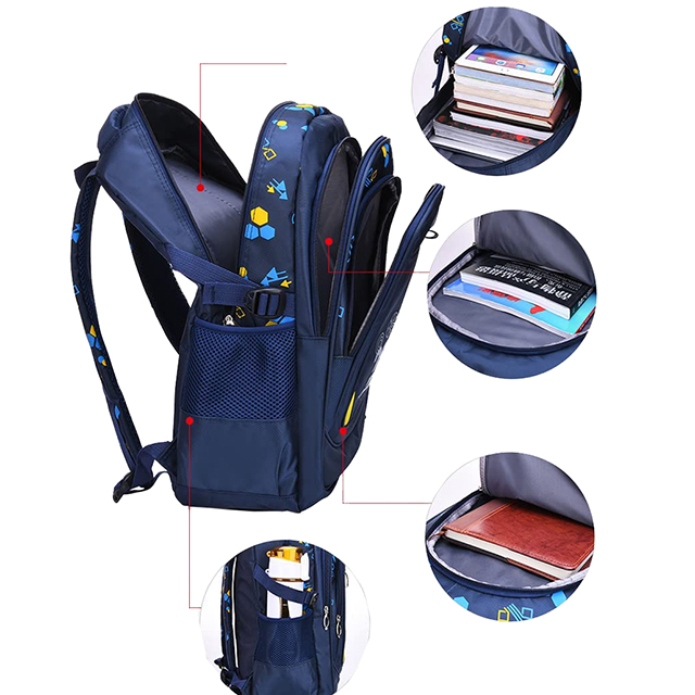 Geometric-Print School-Bag Backpack for Boys