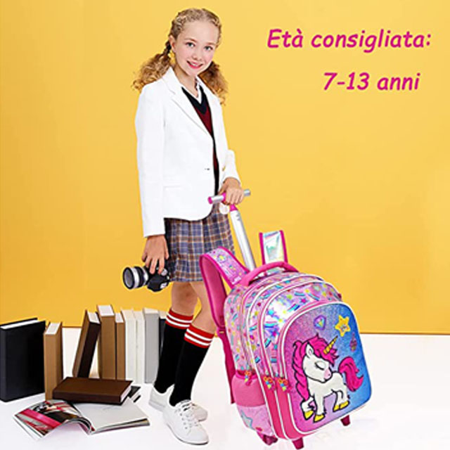 Glitter Sequin Unicorn Trolley Bag School Bag Luggage Case for Girls Youth Student