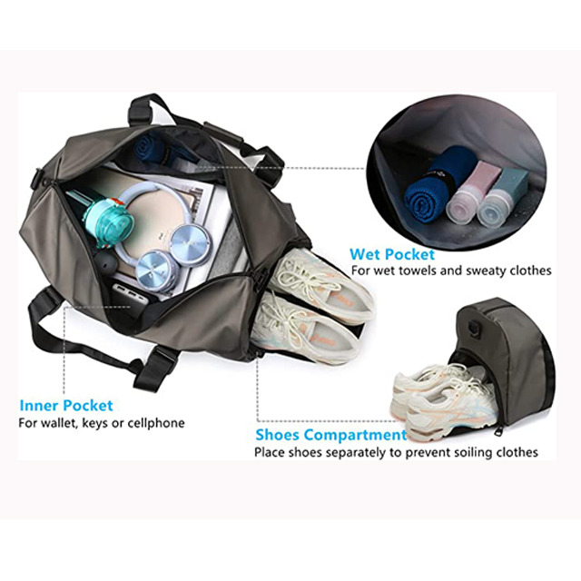 Travel Duffle Bag with Shoes Compartment and Wet Pocket