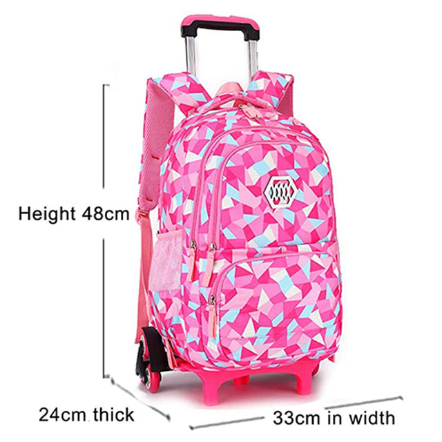 Girls Wheeled Backpack Adorable Trolley School Bag for Primary School Middle School Students