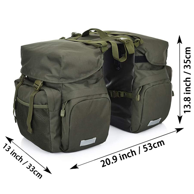 Waterproof Bicycle Commuting Saddle Bags with Rain Cover