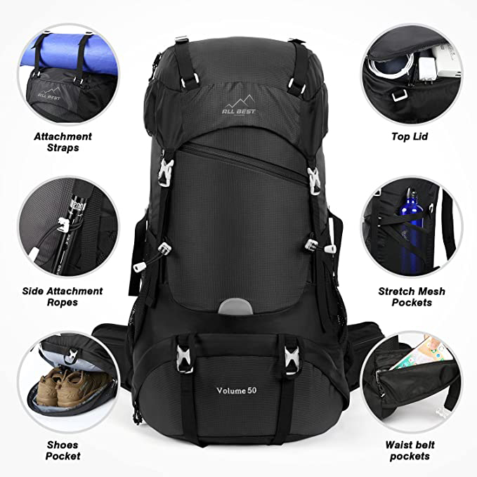50L Waterproof Camping Essentials Bag Hiking Backpack