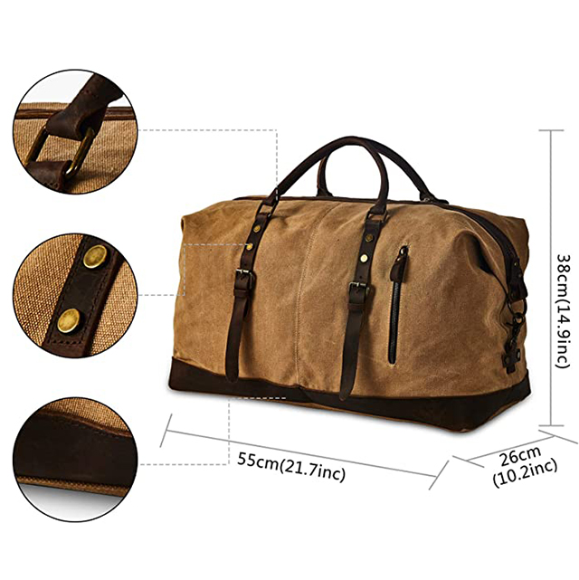 Canvas Weekender Overnight Large Carry On Bag