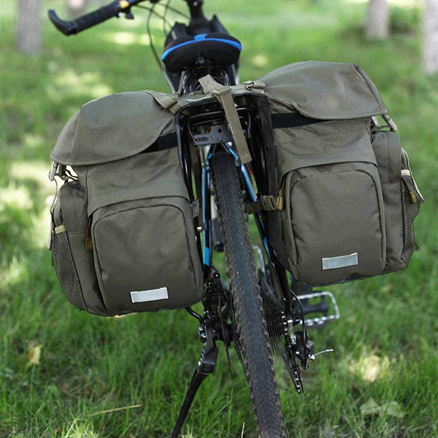 Waterproof Bicycle Commuting Saddle Bags with Rain Cover