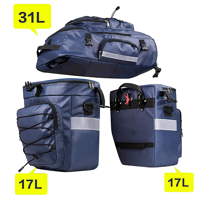 Bike Pannier Bag 3 in 1 Rack Saddle Backpack