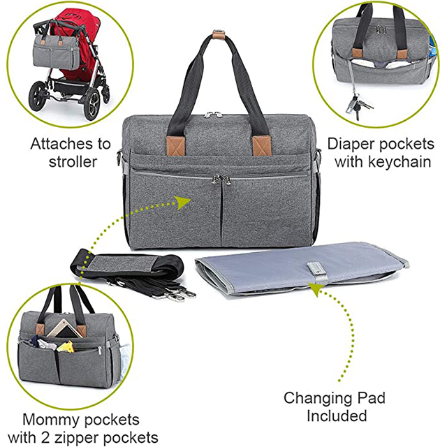 Large Travel diaper tote for Mom and Dad