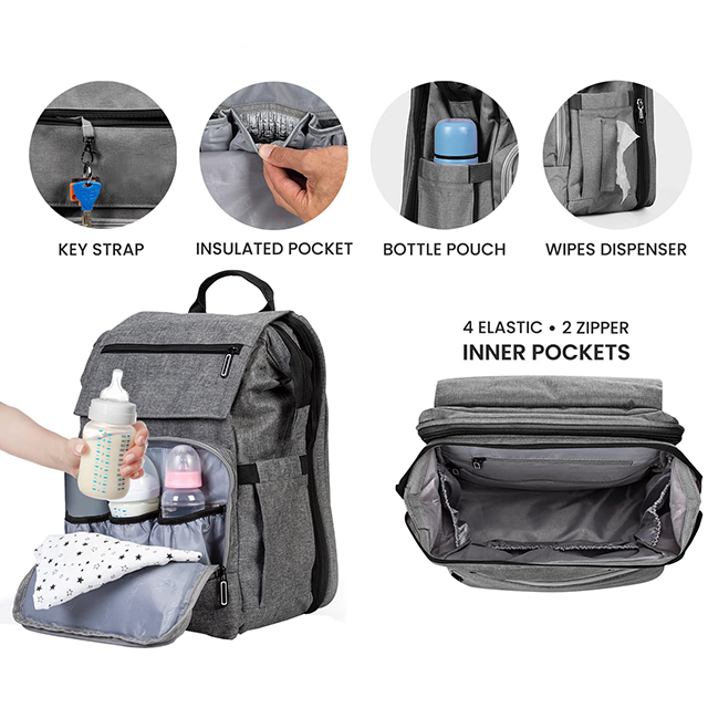Unisex Functional Baby Diaper Bag Backpack 