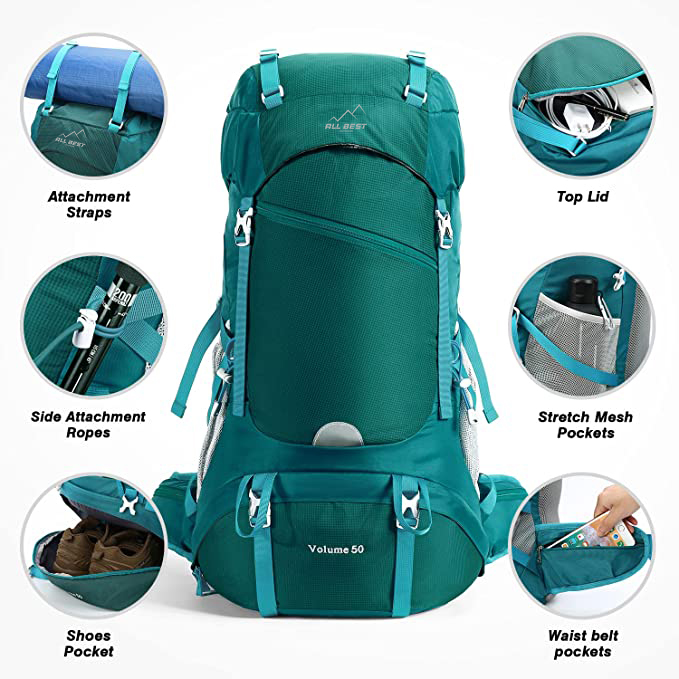50L Waterproof Camping Essentials Bag Hiking Backpack