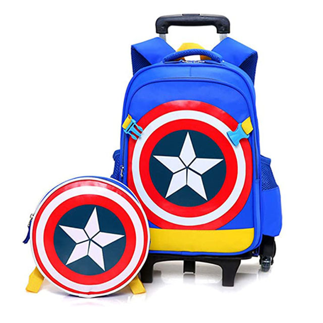  Cartoon Six Wheels Trolley Case School Bags Boy Vacation Backpack