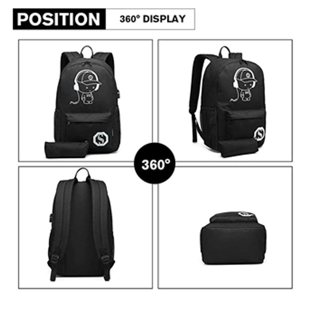  Durable Bookbags Rucksack with USB Port For Boys Girls