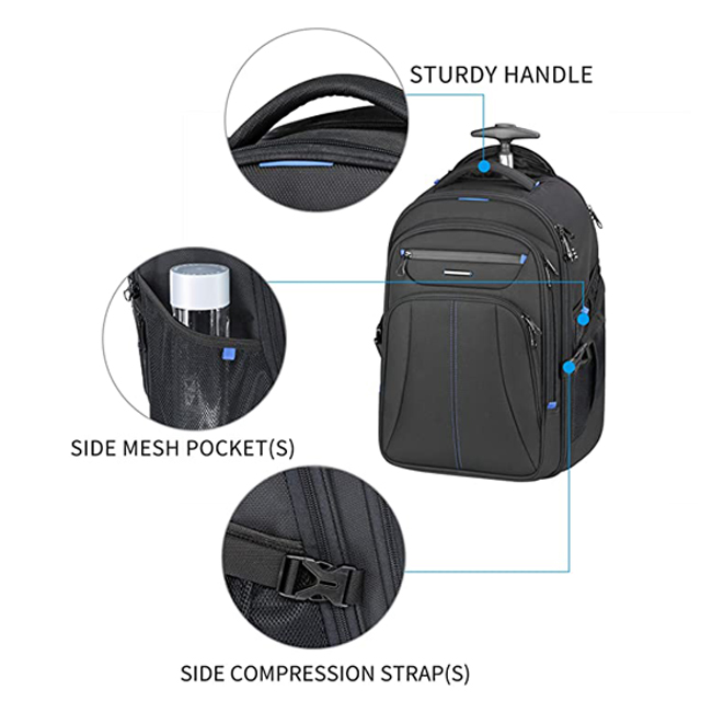 Roller Case Premium Wheeled Rolling Backpack 