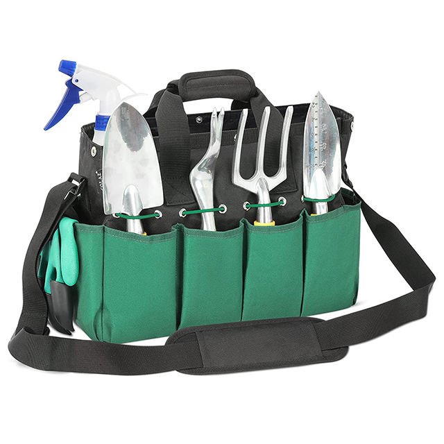 Adjustable Shoulder Strap Canvas Garden Tote Bag with Pockets