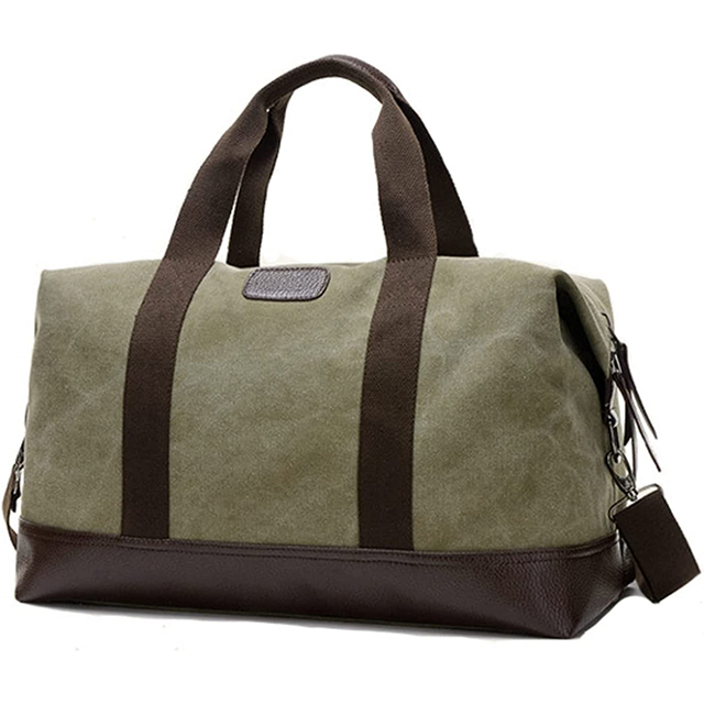 Canvas Leather Carry on Travel Tote Bag